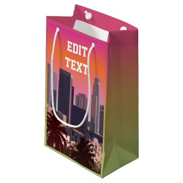 Petit Sac Cadeau Los Angeles du centre - image personnalisable (Devant Angle)