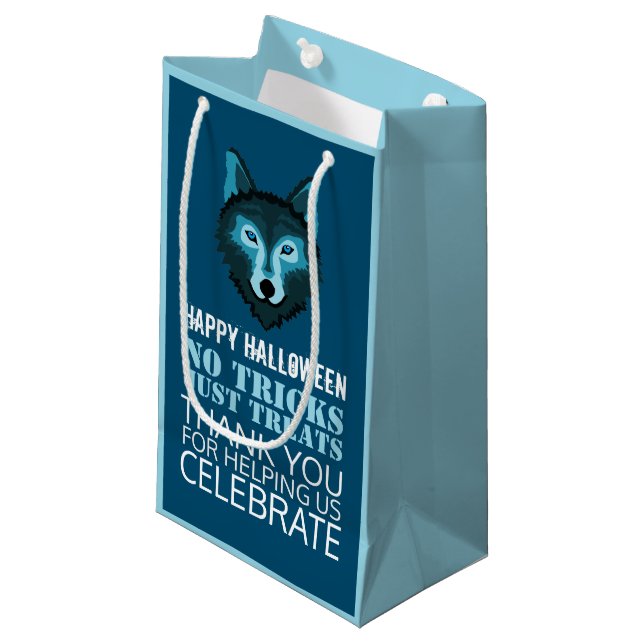 Petit Sac Cadeau Loup Bleu, Fête d'Halloween (Devant Angle)
