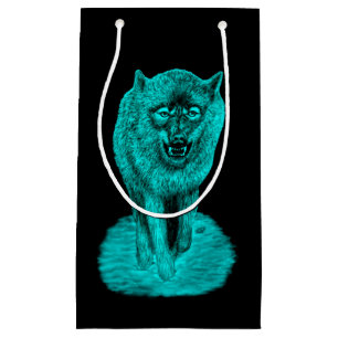Petit Sac Cadeau Loup noir en colère dans la nuit