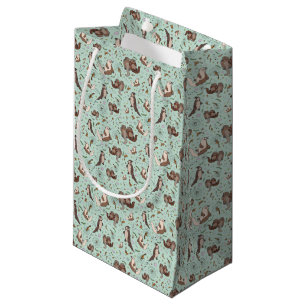 Petit Sac Cadeau Loutres en bleu