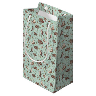 Petit Sac Cadeau Loutres en bleu