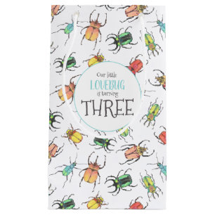 Petit Sac Cadeau Love Bugs Aquarelle Beetles avec Coeurs Moyen Gi
