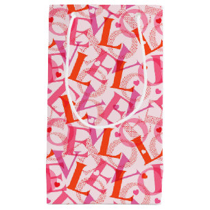 Petit Sac Cadeau LOVE Typographie Motif Saint Valentin