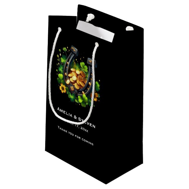 Petit Sac Cadeau Lucky Horseshoe et Gold Coins Mariage (Dos Angle)