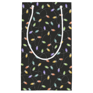 Petit Sac Cadeau Lumières colorées de Noël motif de guirlande sur n