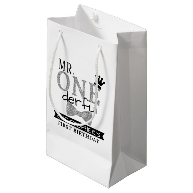 Petit Sac Cadeau M. ONEderful 1st Birthday Party Favor (Devant Angle)