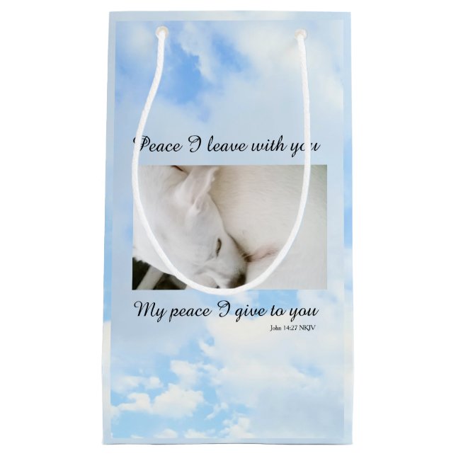 Petit Sac Cadeau Ma Paix Je Vous Donne La Bible Verse Chien Dans Le (Devant)