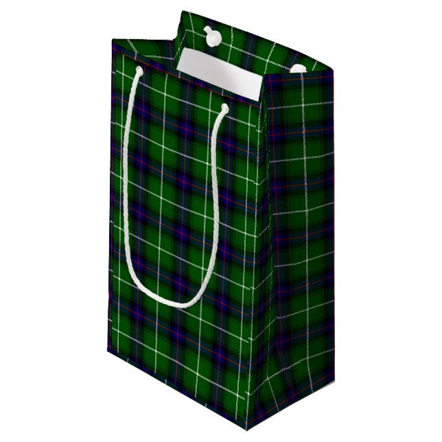 Petit Sac Cadeau MacDonald tartan bleu vert plaid (Devant Angle)