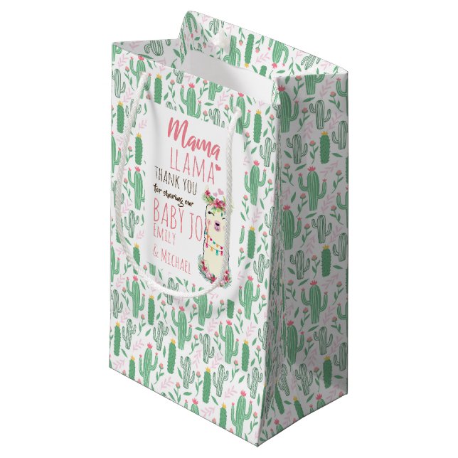 Petit Sac Cadeau Mama Llama Fiesta Baby Girl Douche Partyware (Devant Angle)