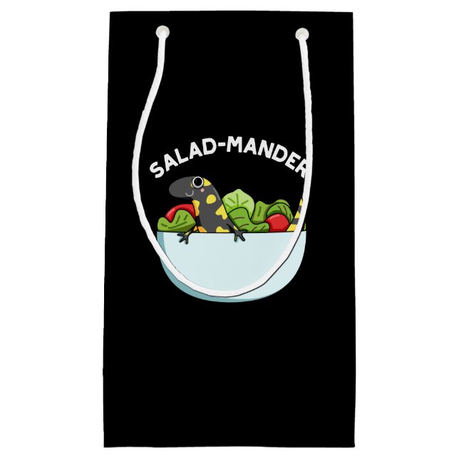 Petit Sac Cadeau Mander Salade Drôle Salamandre Animal Pun Dark BG (Devant)