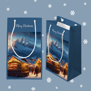 Petit Sac Cadeau Marché de Noël en montagne - sur mesure