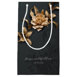 Petit Sac Cadeau Mariage au feuillage doré ornementé
