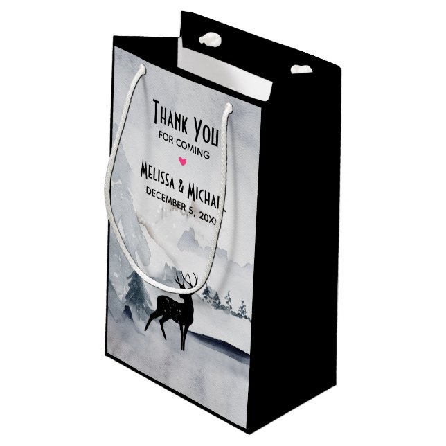Petit Sac Cadeau Mariage d'aquarelle gris-rustique (Dos Angle)