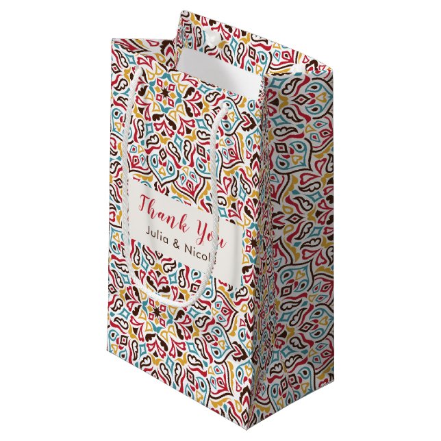 Petit Sac Cadeau Mariage de Motif de mandala géométrique classique (Devant Angle)