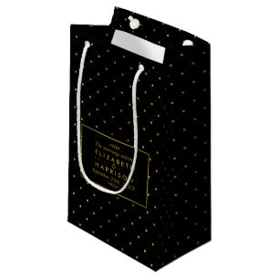 Petit Sac Cadeau Mariage d'effet Black & Gold moderne