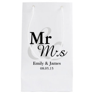 Petit Sac Cadeau Mariage élégant simple de typographie de Mr&Mrs