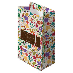 Petit Sac Cadeau Mariage Fleur de Prairie Jaune Moutarde Violette d