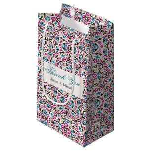 Petit Sac Cadeau Mariage géométrique en treillis marocain