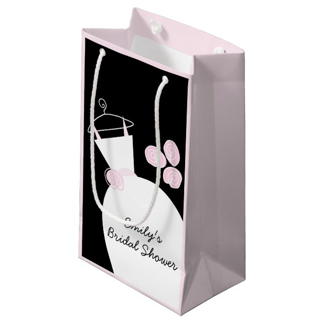 Petit Sac Cadeau Mariage Gown Pink Fête des mariées noir pastel pet (Devant Angle)