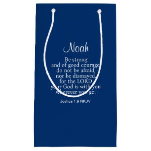 Petit Sac Cadeau Marine Bleu Courage Bible Verse Nom personnalisé S