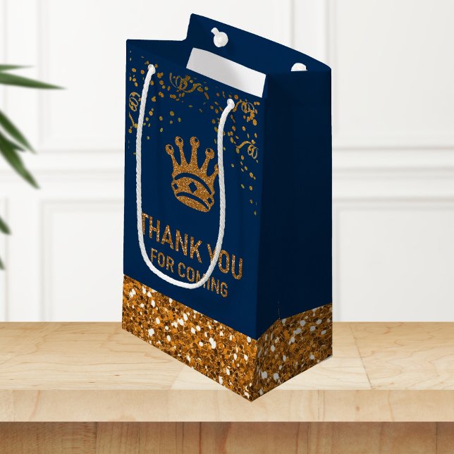 Petit Sac Cadeau Marine Blue Gold Royal Prince Merci (Créateur téléchargé)
