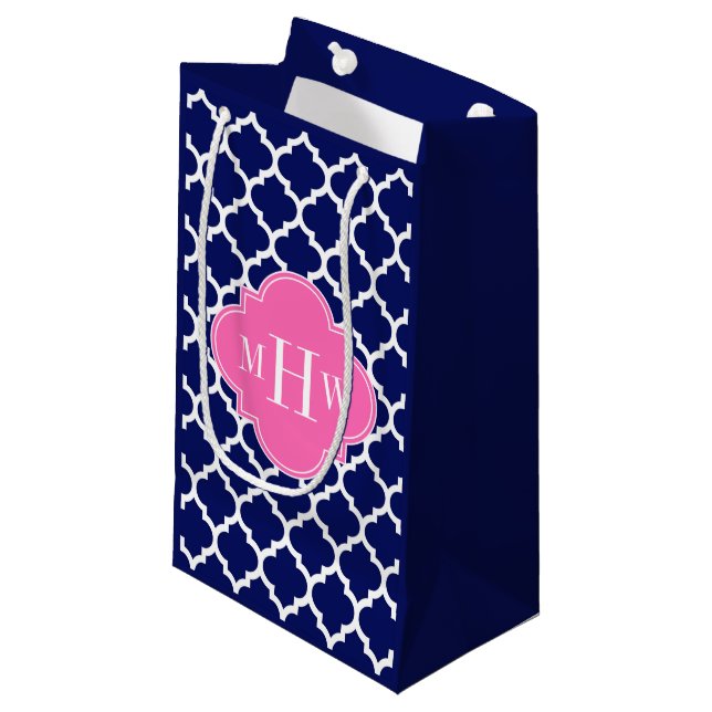 Petit Sac Cadeau Marine Whats Marocain #5 Hot Pink2 3 Monogramme in (Devant Angle)