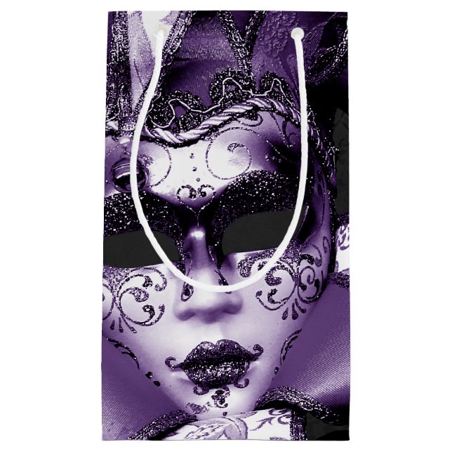 Petit Sac Cadeau Mascarade violette Mardi Gras (Devant)