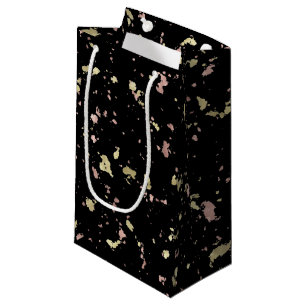 Petit Sac Cadeau Matte Gold et Rose Gold Flakes Noir