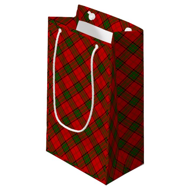 Petit Sac Cadeau Maxwell tartan rouge vert plaid (Devant Angle)
