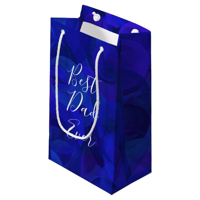 Petit Sac Cadeau Meilleur papa jamais Royal Blue Fête des pères (Devant Angle)