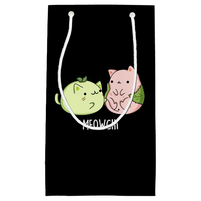 Petit Sac Cadeau Meowchi Funny Mochi Pun Dark BG (Devant)