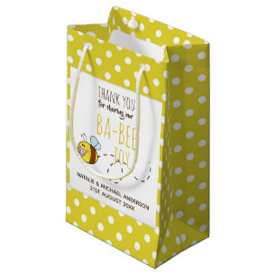 Petit Sac Cadeau Merci BA-BEE Baby shower Polkadot jaune