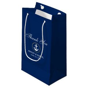 Petit Sac Cadeau Merci Mariage bleu marine