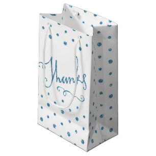 Petit Sac Cadeau Merci Merci de texte Blue Sparkle Serif