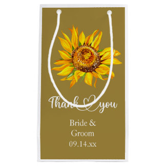 Petit Sac Cadeau Merci Tournesol jaune sur Mariage