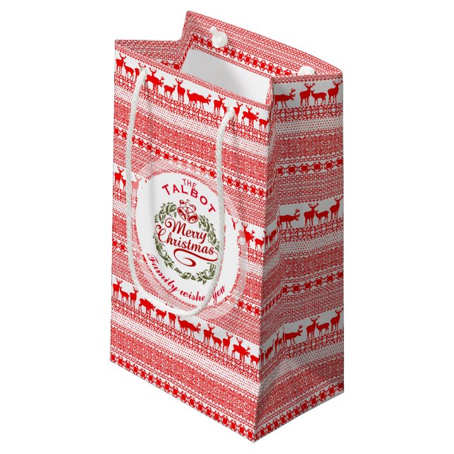 Petit Sac Cadeau MERRY NOËL Cadeau S traditionnel personnalisé B (Devant Angle)