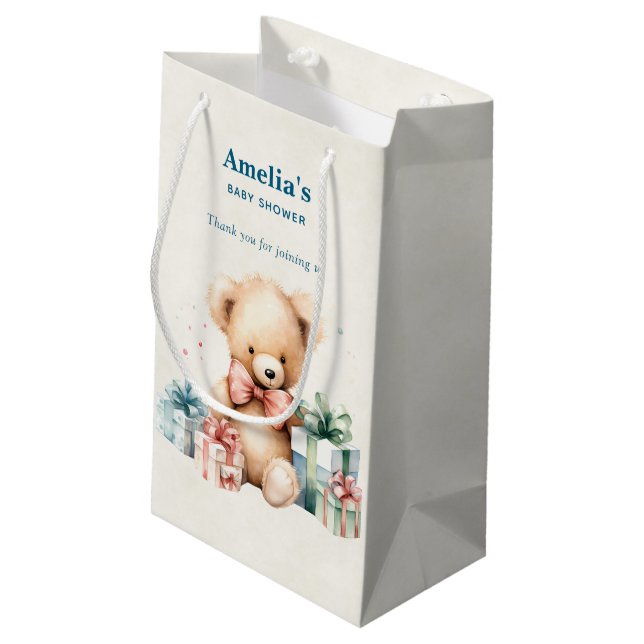 Petit Sac Cadeau Mignonne Ours en Teddy avec Baby shower enveloppé (Dos Angle)