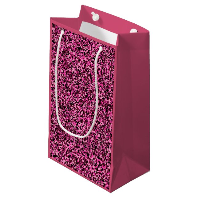 Petit Sac Cadeau Mini Camouflage rose et noir (Devant Angle)