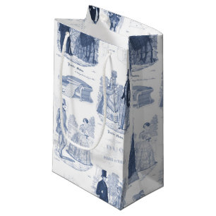 Petit Sac Cadeau Mode vintage élégante bleue de Biedermeier Toile