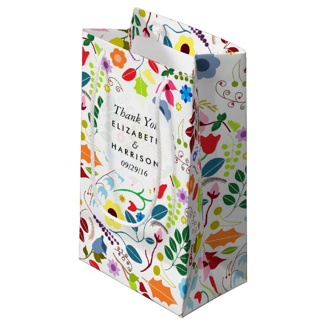 Petit Sac Cadeau Moderne Boho Chic Floral Mariage Faveur (Devant Angle)
