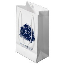Moderne Chic Monogramme Marine & Blanc QR Code Ent