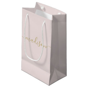 Petit Sac Cadeau Moderne Girl Chic Feminine Gold Script Blush Rose