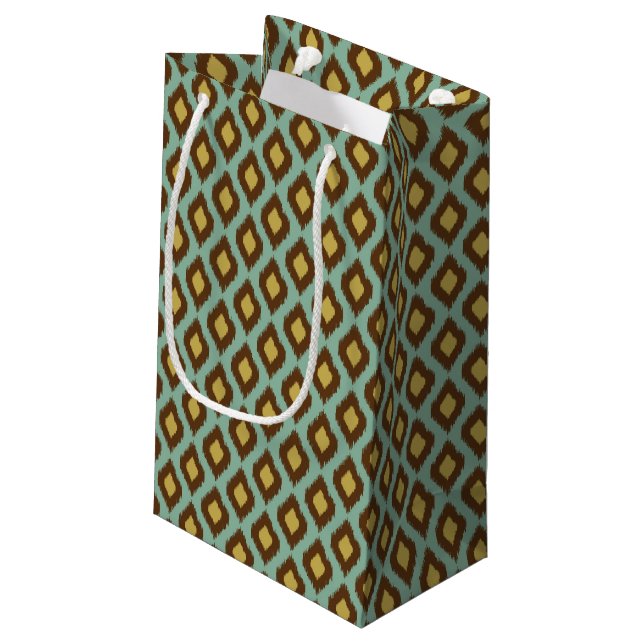 Petit Sac Cadeau Moderne jaune bleu d'ikat tribal moderne (Dos Angle)