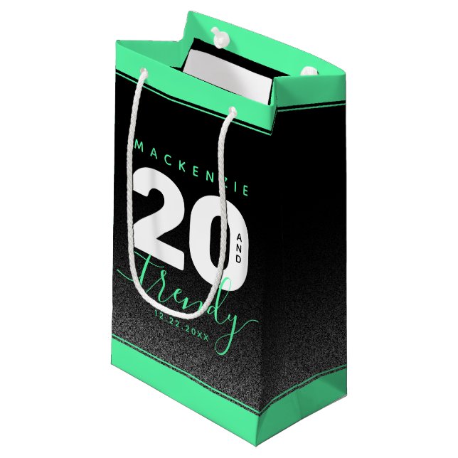 Petit Sac Cadeau Moderne Mint Green 20 et tendance (Devant Angle)