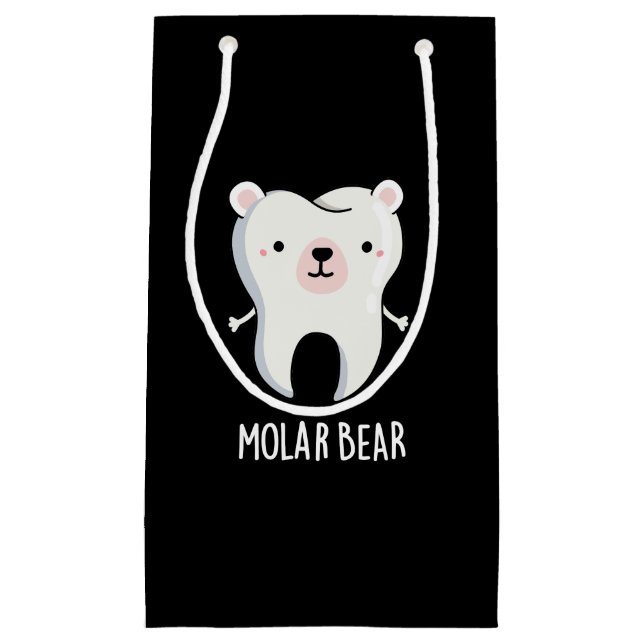 Petit Sac Cadeau Molar Bear Funny Dot Pun Dark BG (Devant)