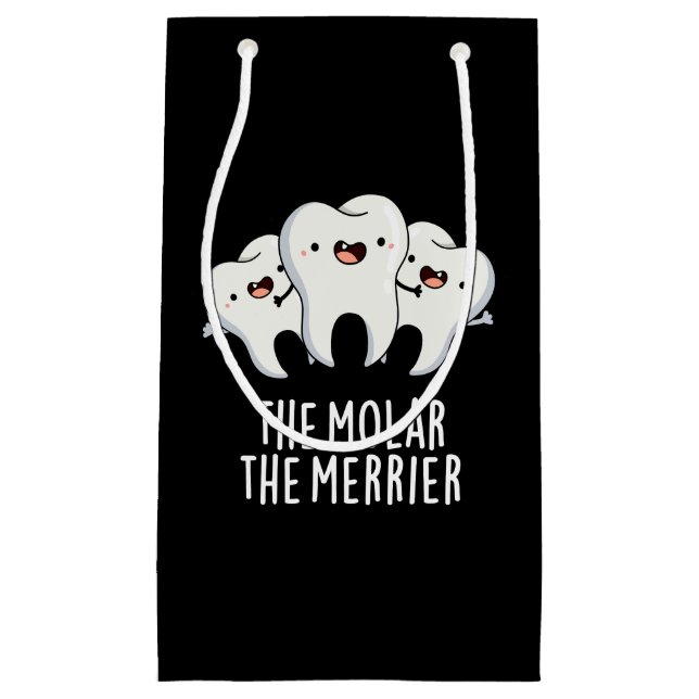 Petit Sac Cadeau Molar Le Merrier Funny Dental Pun Dark BG (Devant)