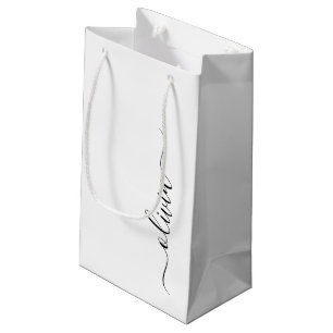 Petit Sac Cadeau Monogramme de nom féminin de script moderne noir e