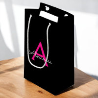 Monogramme de nom féminin écriture noire rose chau
