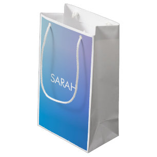 Petit Sac Cadeau Monogramme Dégradé Bleu