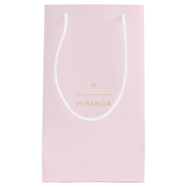 Petit Sac Cadeau Monogramme élégant rose rose or classique chic (Devant)